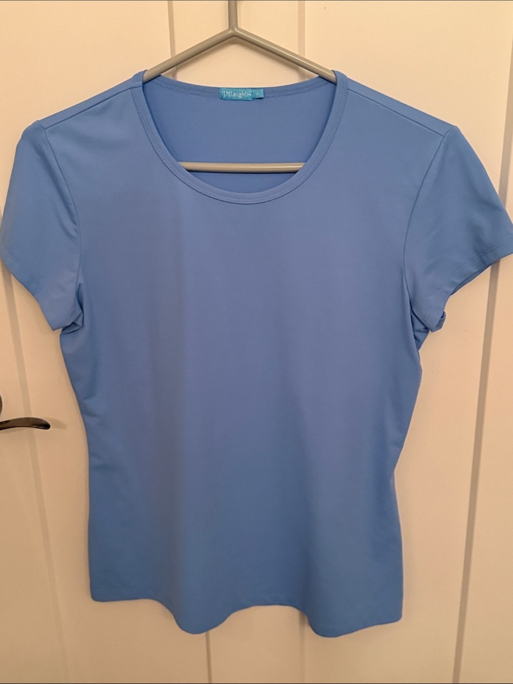 J. McLaughlin Light Blue Short Sleeve Crew Tee